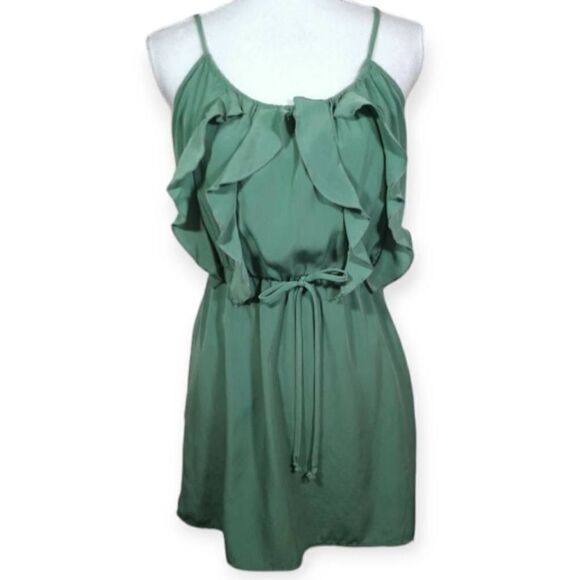 GLAM SAGE GREEN RUFFLE DRESS SZ.S EUC. - Picture 1 of 7